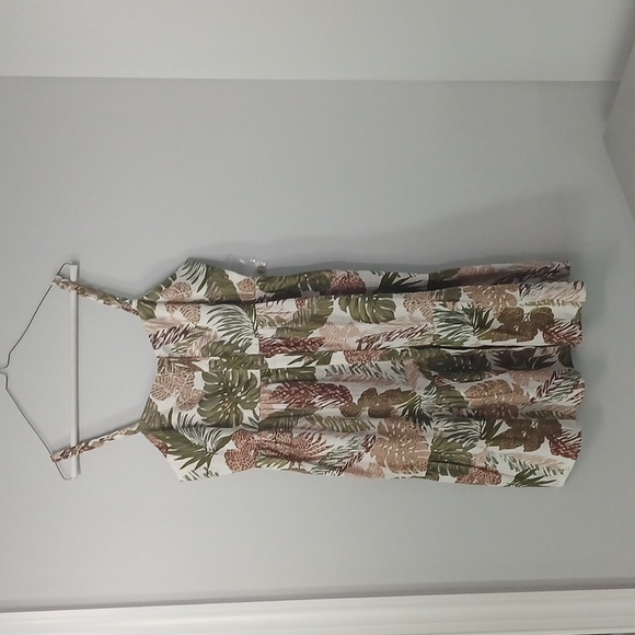 Tropical Green and Brown Women's Dress ,BEACHLUNCHLOUNGE, Medium - Picture 2 of 8